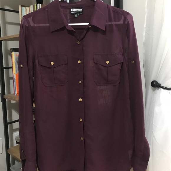 Purple sheer button up - Picture 2 of 4